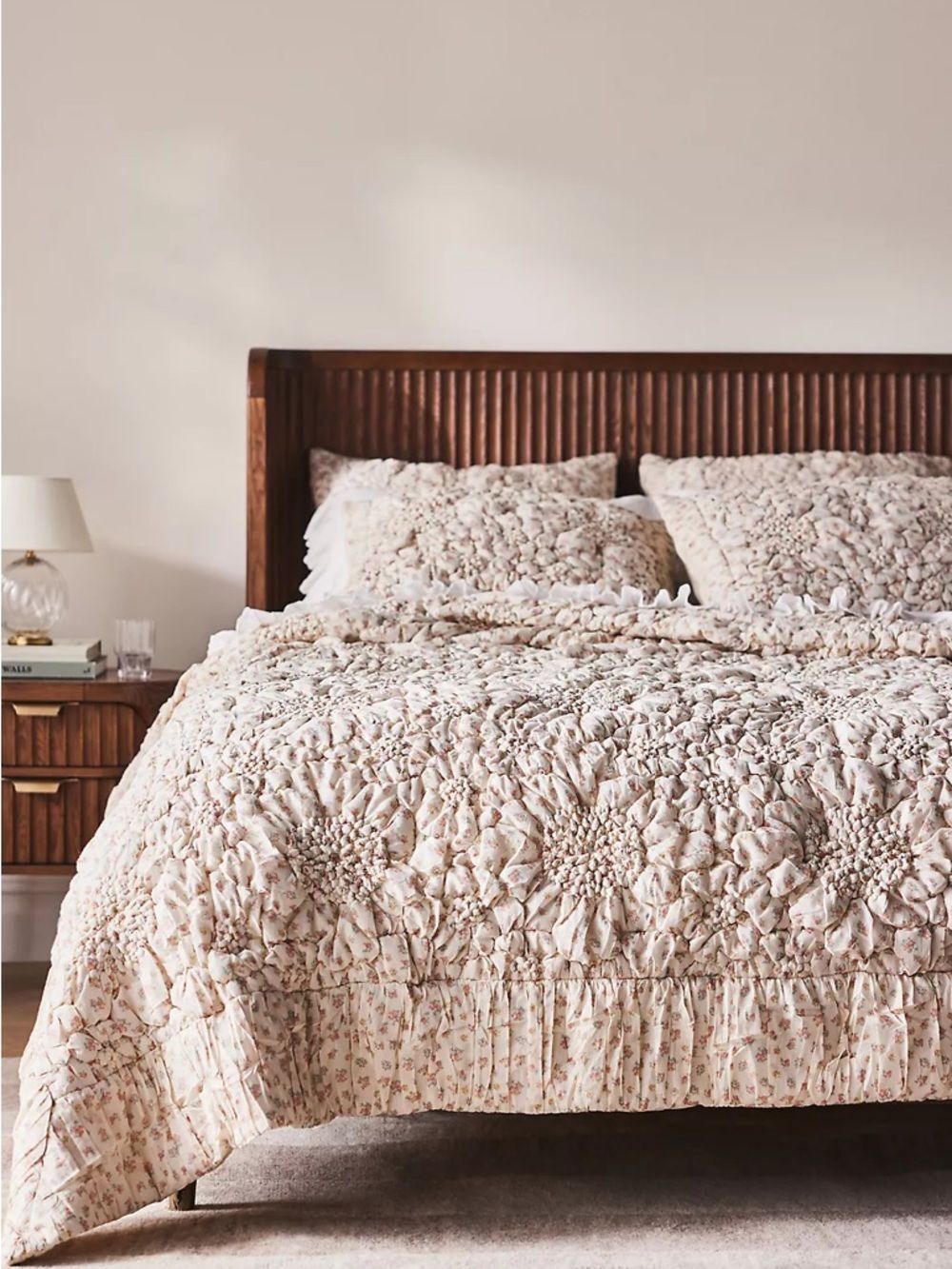 New Anthropologie Dahlia Cotton Voile Floral Printed Textured Quilt Size king - Picture 1 of 7